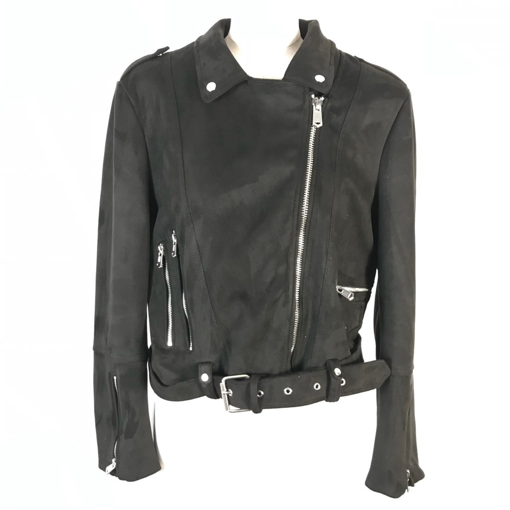 Zara faux suede leather moto jacket
